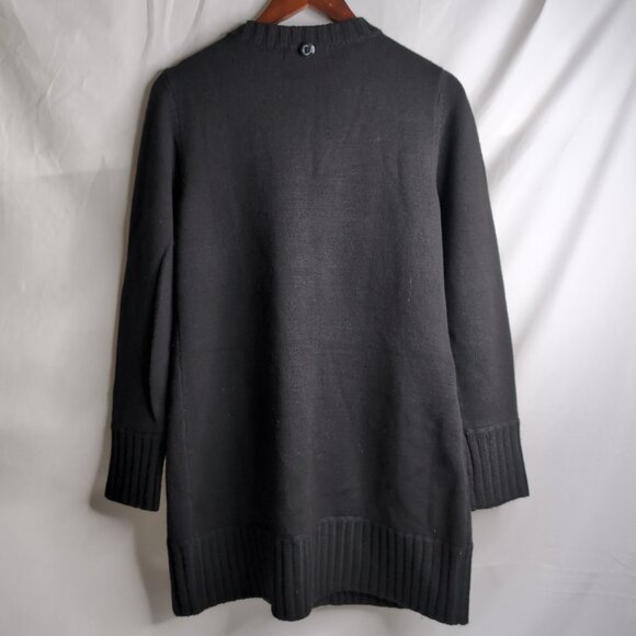 Michael Kors Women's Black Knit Merino Wool Long Cardigan/Sweater, Medium - Picture 2 of 8